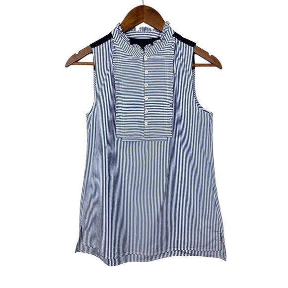 J. Crew French Pinstriped Bib Sleeveless Top - Picture 1 of 6